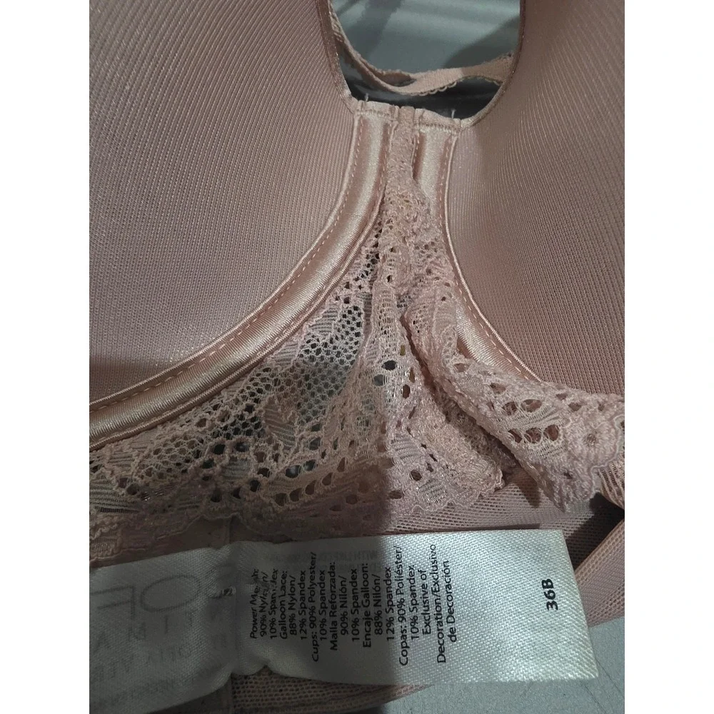 Sofia Vergara Bra 36D‎ Womens Pink Lace Trim Underwired Lined Adjustable Straps